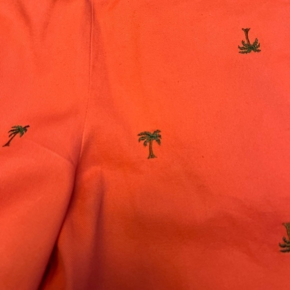 J.Crew Shorts Size 8 Orange w/Green Palm Trees 100%Cotton Summer Vacation Chic - Picture 3 of 7